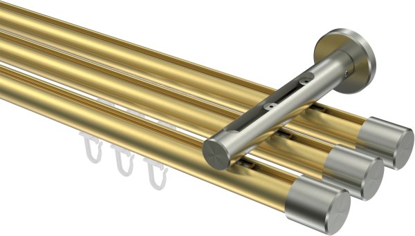 Innenlauf Gardinenstange Messing-Optik / Edelstahl-Optik 20 mm Ø 3-läufig SITENO - Santo 100 cm