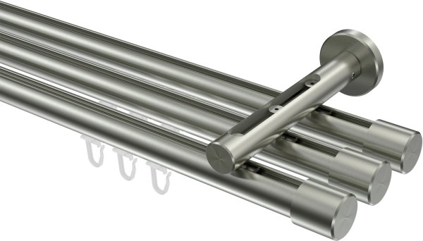 Innenlauf Gardinenstange Edelstahl-Optik 20 mm Ø 3-läufig SITENO - Santo 100 cm
