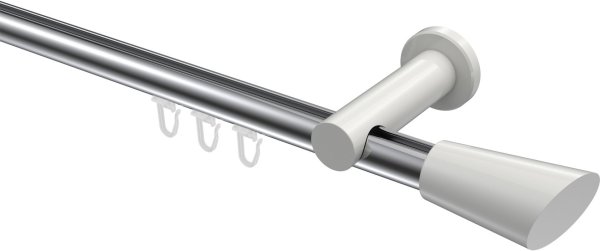 Innenlauf Gardinenstange Aluminium / Metall 20 mm Ø PLATON - Bento Chrom / Weiß 100 cm