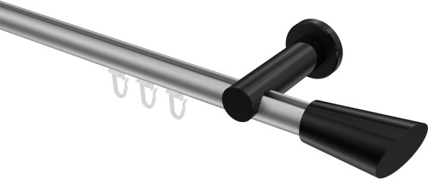 Innenlauf Gardinenstange Aluminium / Metall 20 mm Ø PLATON - Bento Silbergrau / Schwarz 100 cm