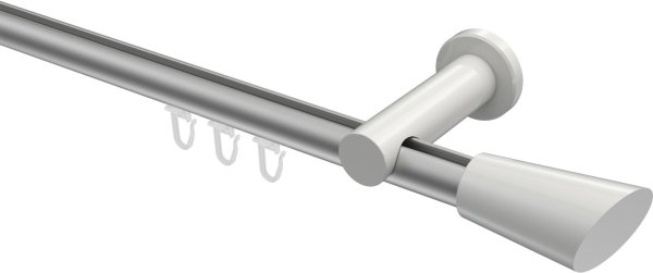 Innenlauf Gardinenstange Aluminium / Metall 20 mm Ø PLATON - Bento Silbergrau / Weiß 100 cm