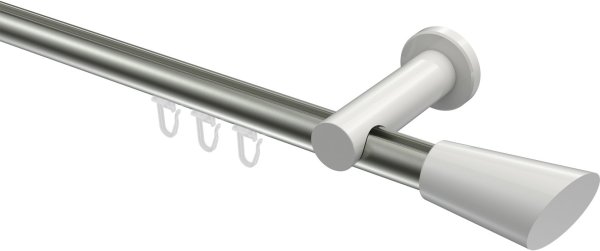 Innenlauf Gardinenstange Aluminium / Metall 20 mm Ø PLATON - Bento Edelstahl-Optik / Weiß 100 cm