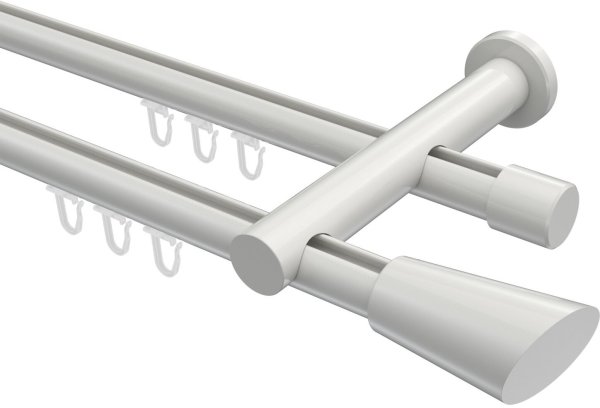 Innenlauf Gardinenstange Aluminium / Metall 20 mm Ø 2-läufig PLATON - Bento Weiß 100 cm