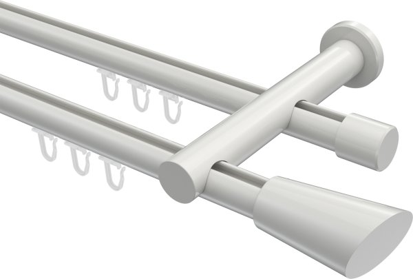 Innenlauf Gardinenstange Aluminium / Metall 20 mm Ø 2-läufig PLATON - Bento Weiß 100 cm