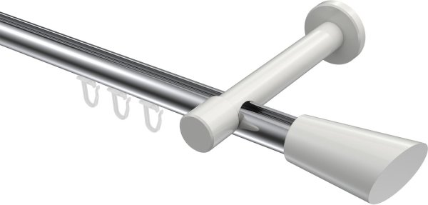 Innenlauf Gardinenstange Aluminium / Metall 20 mm Ø PRESTIGE - Bento Chrom / Weiß 100 cm
