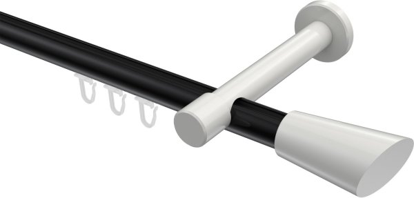 Innenlauf Gardinenstange Aluminium / Metall 20 mm Ø PRESTIGE - Bento Schwarz / Weiß 100 cm