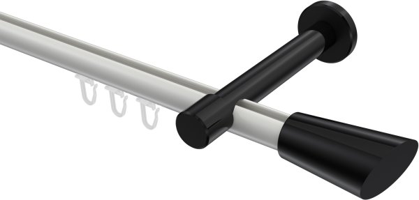 Innenlauf Gardinenstange Aluminium / Metall 20 mm Ø PRESTIGE - Bento Weiß / Schwarz 100 cm