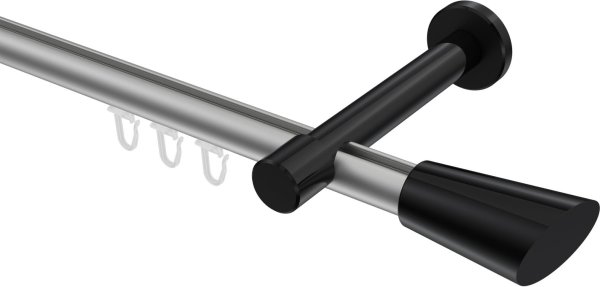Innenlauf Gardinenstange Aluminium / Metall 20 mm Ø PRESTIGE - Bento Silbergrau / Schwarz 100 cm