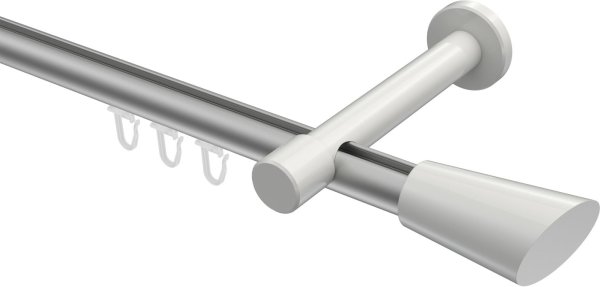 Innenlauf Gardinenstange Aluminium / Metall 20 mm Ø PRESTIGE - Bento Silbergrau / Weiß 100 cm