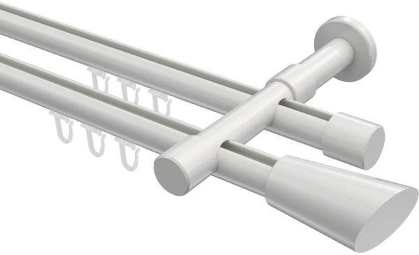 Innenlauf Gardinenstange Aluminium / Metall 20 mm Ø 2-läufig PRESTIGE - Bento Weiß 100 cm