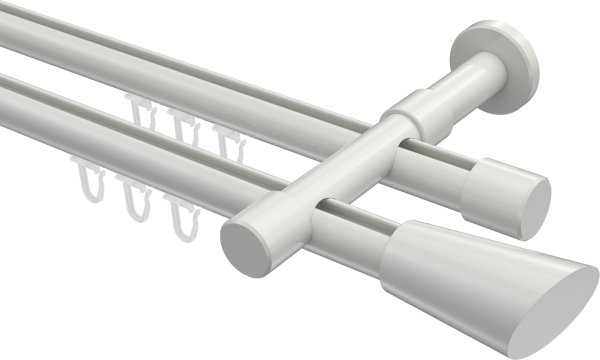 Innenlauf Gardinenstange Aluminium / Metall 20 mm Ø 2-läufig PRESTIGE - Bento Weiß 100 cm