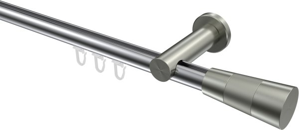 Innenlauf Gardinenstange Aluminium / Metall 20 mm Ø PLATON - Tanara Chrom / Edelstahl-Optik 100 cm