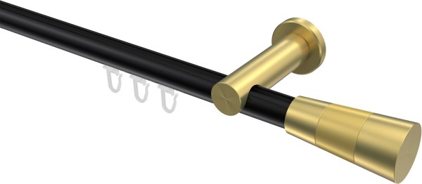 Innenlauf Gardinenstange Aluminium / Metall 20 mm Ø PLATON - Tanara Schwarz / Messing-Optik 100 cm