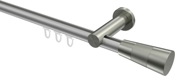 Innenlauf Gardinenstange Aluminium / Metall 20 mm Ø PLATON - Tanara Silbergrau / Edelstahl-Optik 100 cm