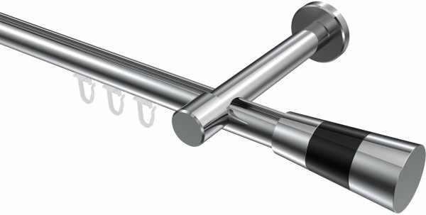 Innenlauf Gardinenstange Aluminium / Metall 20 mm Ø PRESTIGE - Tanara Chrom 540 cm (3 x 180 cm)
