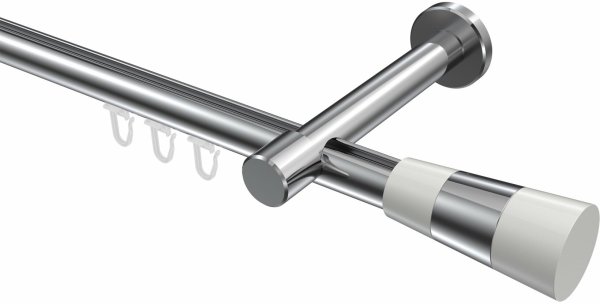 Innenlauf Gardinenstange Aluminium / Metall 20 mm Ø PRESTIGE - Tanara Chrom 120 cm