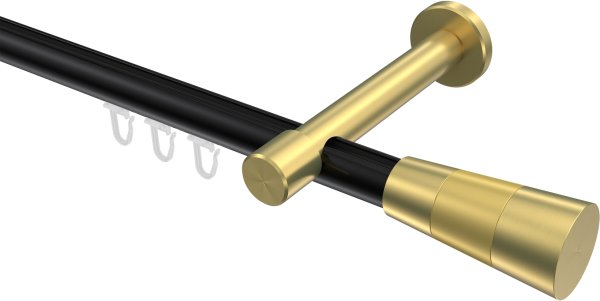 Innenlauf Gardinenstange Aluminium / Metall 20 mm Ø PRESTIGE - Tanara Schwarz / Messing-Optik 100 cm