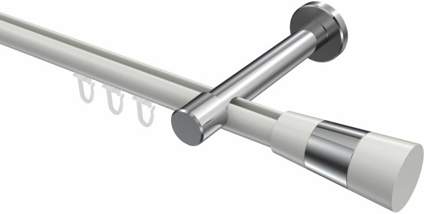 Innenlauf Gardinenstange Aluminium / Metall 20 mm Ø PRESTIGE - Tanara Weiß / Chrom 200 cm