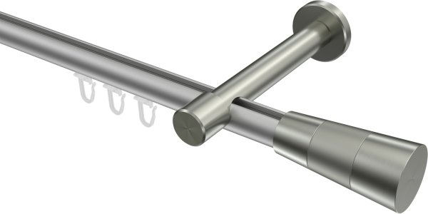Innenlauf Gardinenstange Aluminium / Metall 20 mm Ø PRESTIGE - Tanara Silbergrau / Edelstahl-Optik 100 cm