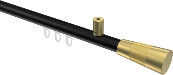 Innenlauf Gardinenstange Aluminium / Metall 20 mm Ø SONIUS - Tanara Schwarz / Messing-Optik 100 cm