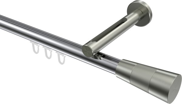 Innenlauf Gardinenstange Aluminium / Metall 20 mm Ø SITENO - Tanara Chrom / Edelstahl-Optik 100 cm