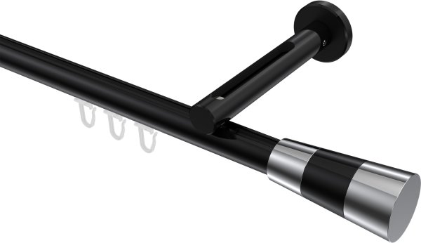 Innenlauf Gardinenstange Aluminium / Metall 20 mm Ø SITENO - Tanara Schwarz 100 cm