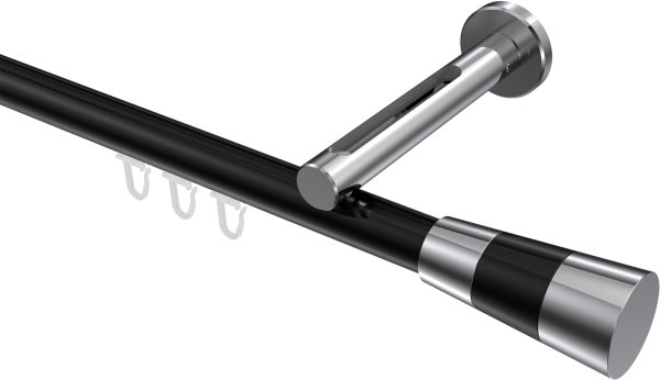 Innenlauf Gardinenstange Aluminium / Metall 20 mm Ø SITENO - Tanara Schwarz / Chrom 100 cm