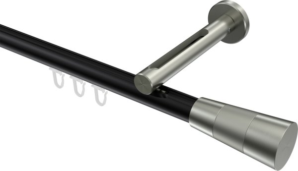 Innenlauf Gardinenstange Aluminium / Metall 20 mm Ø SITENO - Tanara Schwarz / Edelstahl-Optik 100 cm