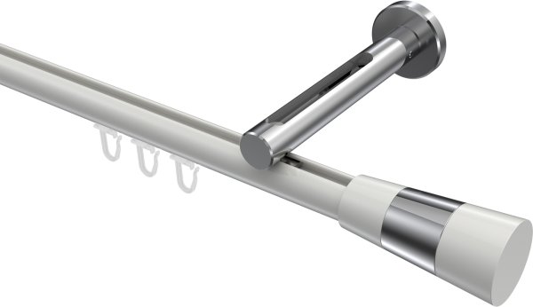 Innenlauf Gardinenstange Aluminium / Metall 20 mm Ø SITENO - Tanara Weiß / Chrom 100 cm