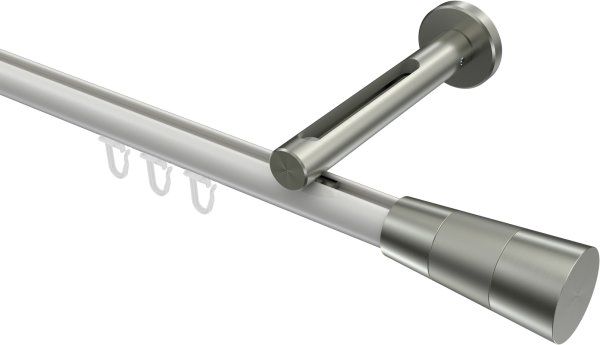 Innenlauf Gardinenstange Aluminium / Metall 20 mm Ø SITENO - Tanara Weiß / Edelstahl-Optik 100 cm
