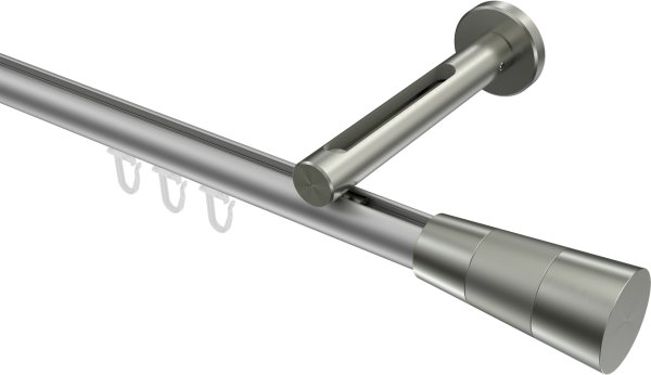 Innenlauf Gardinenstange Aluminium / Metall 20 mm Ø SITENO - Tanara Silbergrau / Edelstahl-Optik 100 cm