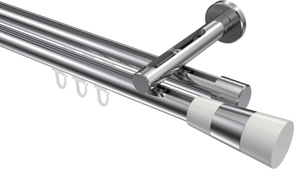 Innenlauf Gardinenstange Aluminium / Metall 20 mm Ø 2-läufig SITENO - Tanara Chrom 100 cm