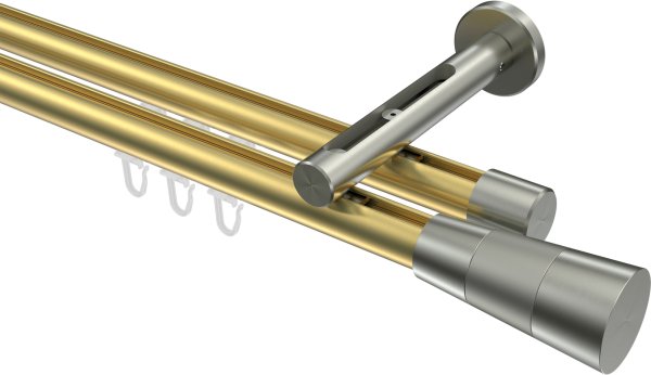 Innenlauf Gardinenstange Messing-Optik / Edelstahl-Optik 20 mm Ø 2-läufig SITENO - Tanara 100 cm
