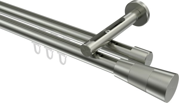 Innenlauf Gardinenstange Edelstahl-Optik 20 mm Ø 2-läufig SITENO - Tanara 100 cm
