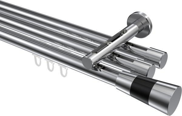 Innenlauf Gardinenstange Aluminium / Metall 20 mm Ø 3-läufig SITENO - Tanara Chrom 100 cm