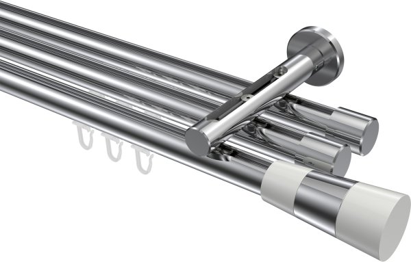 Innenlauf Gardinenstange Aluminium / Metall 20 mm Ø 3-läufig SITENO - Tanara Chrom 100 cm