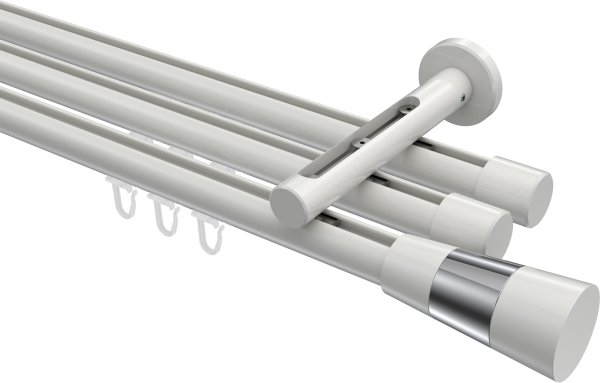 Innenlauf Gardinenstange Aluminium / Metall 20 mm Ø 3-läufig SITENO - Tanara Weiß 100 cm