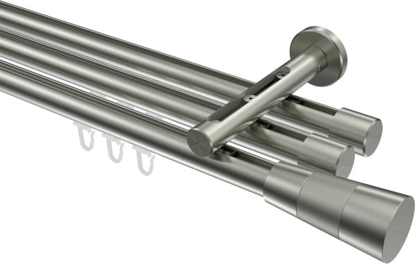 Innenlauf Gardinenstange Edelstahl-Optik 20 mm Ø 3-läufig SITENO - Tanara 100 cm