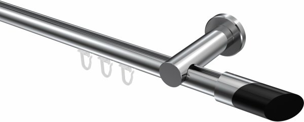 Innenlauf Gardinenstange Aluminium / Metall 20 mm Ø PLATON - Verano Chrom 280 cm (2 x 140 cm)
