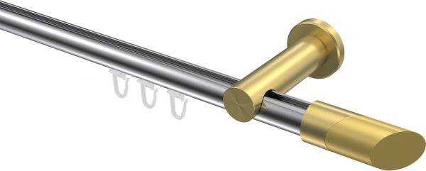 Innenlauf Gardinenstange Aluminium / Metall 20 mm Ø PLATON - Verano Chrom / Messing-Optik 100 cm