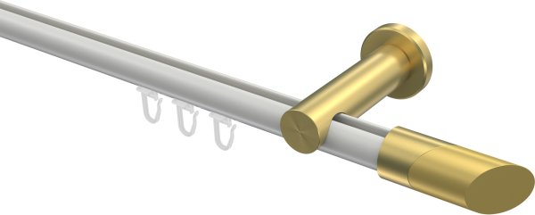 Innenlauf Gardinenstange Aluminium / Metall 20 mm Ø PLATON - Verano Weiß / Messing-Optik 100 cm