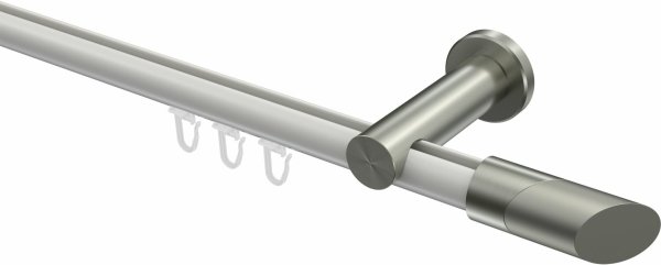 Innenlauf Gardinenstange Aluminium / Metall 20 mm Ø PLATON - Verano Weiß / Edelstahl-Optik 100 cm