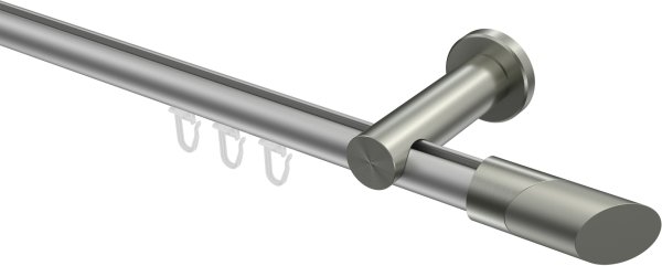 Innenlauf Gardinenstange Aluminium / Metall 20 mm Ø PLATON - Verano Silbergrau / Edelstahl-Optik 100 cm