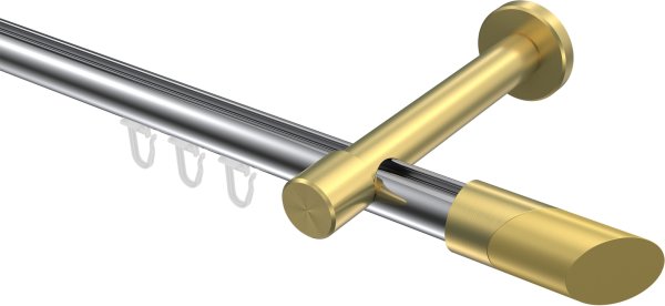 Innenlauf Gardinenstange Aluminium / Metall 20 mm Ø PRESTIGE - Verano Chrom / Messing-Optik 100 cm