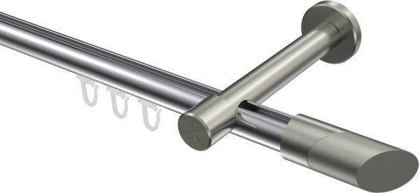 Innenlauf Gardinenstange Aluminium / Metall 20 mm Ø PRESTIGE - Verano Chrom / Edelstahl-Optik 100 cm