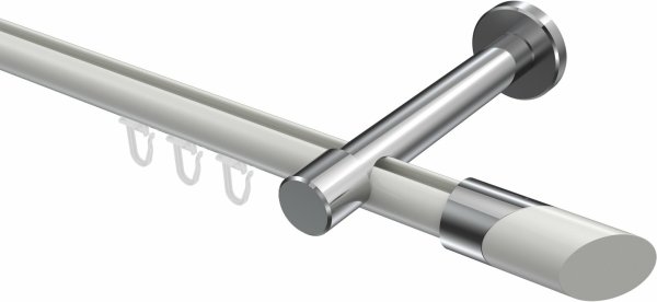 Innenlauf Gardinenstange Aluminium / Metall 20 mm Ø PRESTIGE - Verano Weiß / Chrom 160 cm