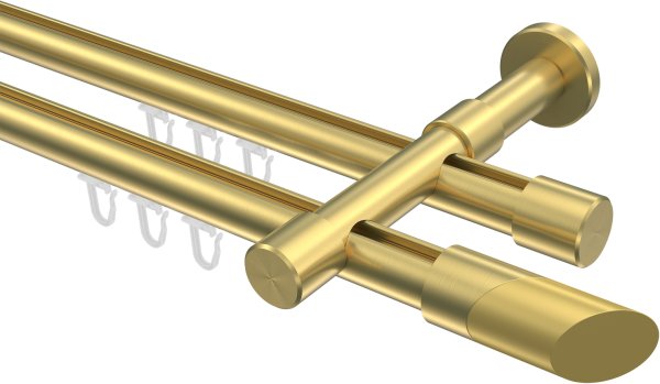 Innenlauf Gardinenstange Messing-Optik 20 mm Ø 2-läufig PRESTIGE - Verano 100 cm