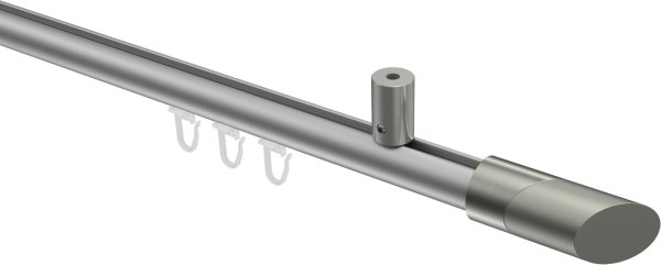 Innenlauf Gardinenstange Aluminium / Metall 20 mm Ø SONIUS - Verano Silbergrau / Edelstahl-Optik 100 cm