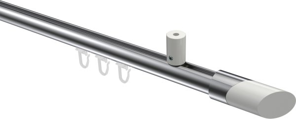 Innenlauf Gardinenstange Aluminium / Metall 20 mm Ø SONIUS - Verano Edelstahl-Optik / Weiß 100 cm