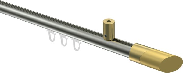 Innenlauf Gardinenstange Edelstahl-Optik / Messing-Optik 20 mm Ø SONIUS - Verano 100 cm